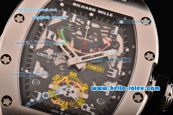 Richard Mille RM036 ST28-UP Automatic Steel Case with Black Rubber Strap Skeleton Dial and White Markers- 7750 Coating - Click Image to Close